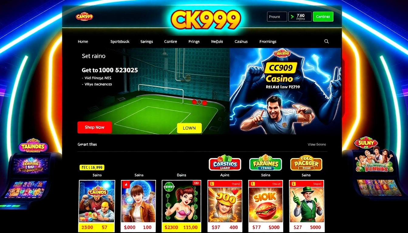 ck999 online casino platform showcasing vibrant graphics, sports betting, and slot games for players seeking entertainment and rewards.